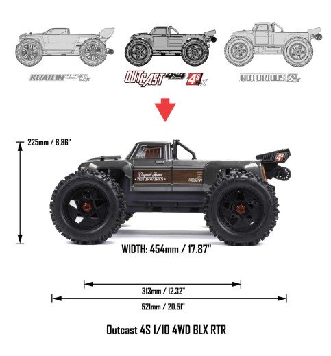 Arrma 1/10 OUTCAST 4S 4X4 RTR Brushless Stunt Truck Arrma 1/10 OUTCAST 4S 4X4 RTR Brushless Stunt Truck
