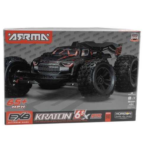 Arrma Kraton 6S EXB RTR 1/8 4WD Brushless Monster Truck (Black) w/DX3 2.4GHz Radio, Smart ESC & AVC
