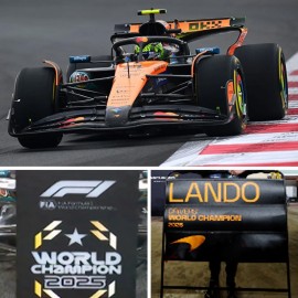 Spark McLaren MCL39 w. Pit Boards - 2025 Abu Dhabi Grand Prix - #4 Lando Norris World Championship Winner 1:12 Model Car