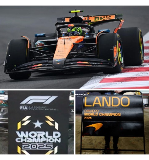 Spark McLaren MCL39 w. Pit Boards - 2025 Abu Dhabi Grand Prix - #4 Lando Norris World Championship Winner 1:12 Model Car Spark McLaren MCL39 w. Pit Boards - 2025 Abu Dhabi Grand Prix - #4 Lando Norris World Championship Winner 1:12 Model Car