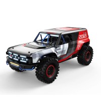 MJX Hyper Go 4WD brushless RC car speeding on an off-road track.